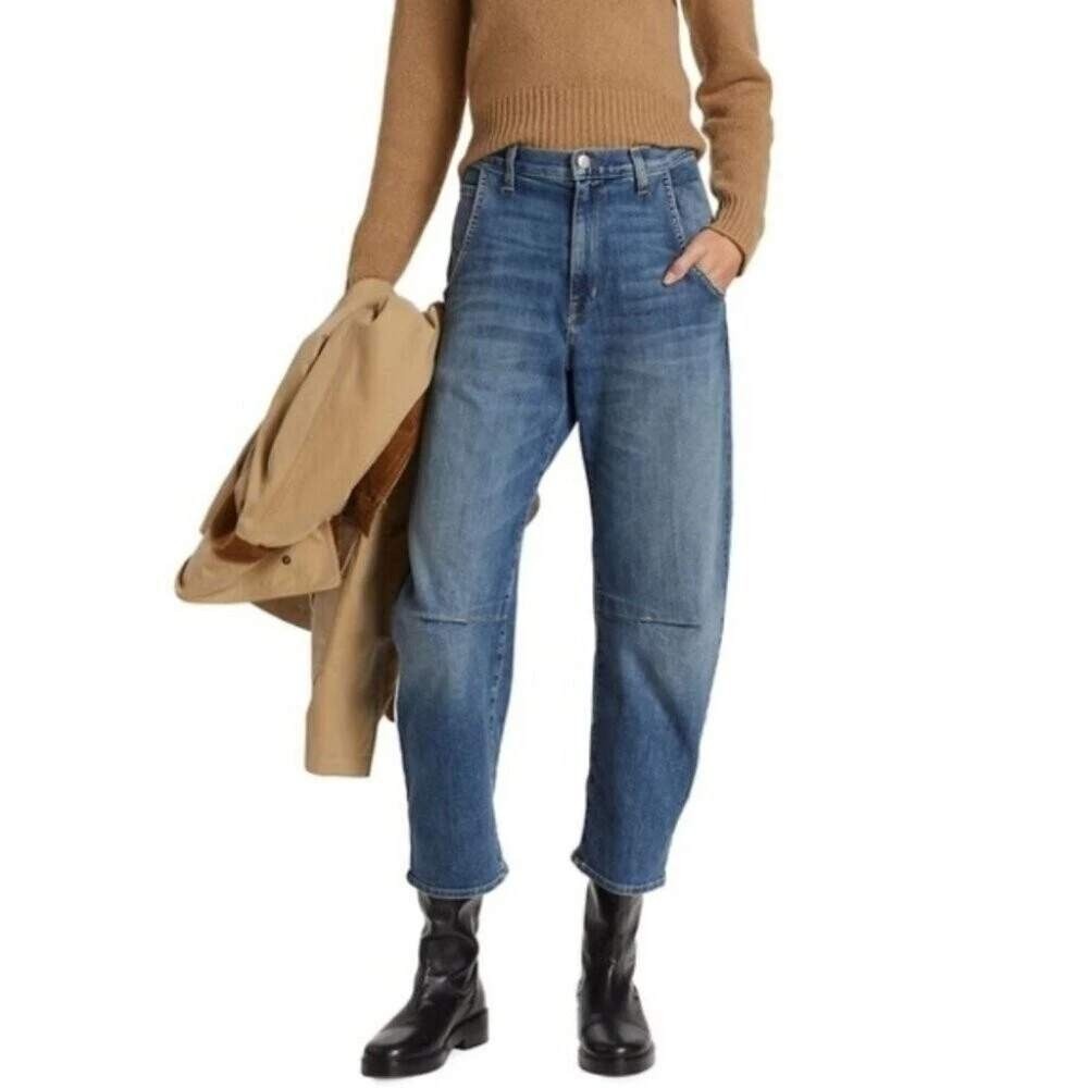 Nili Lotan Jeans Womens 26 Emerson Barrel Leg Denim Faded Wash Ankle